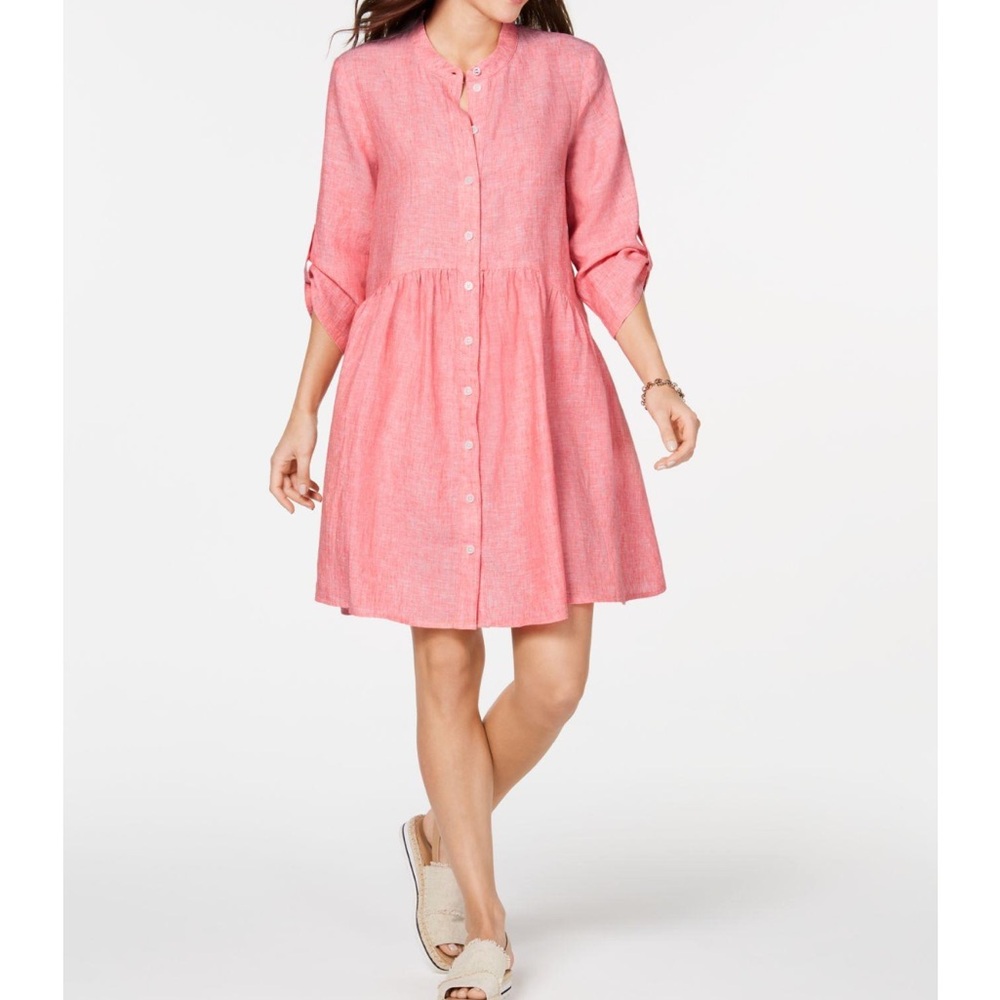 Pink Button-Up Women's Dress